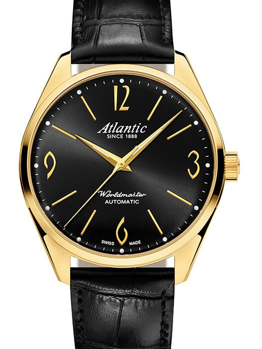 Atlantic Worldmaster Art Déco Automatik – PVD / Leder Schwarz (40 mm)