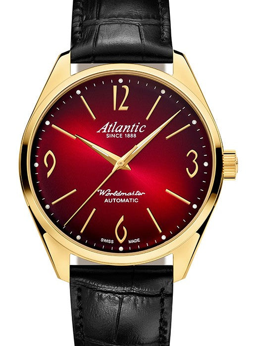 Atlantic Worldmaster Art Déco Automatik – PVD / Leder Rot (40 mm)