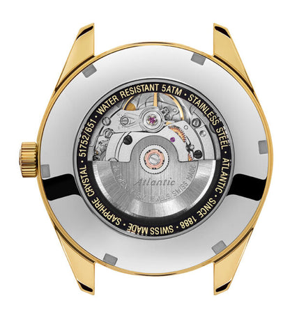 Atlantic Worldmaster Art Déco Automatik – Gelbgold PVD / Leder (40 mm)