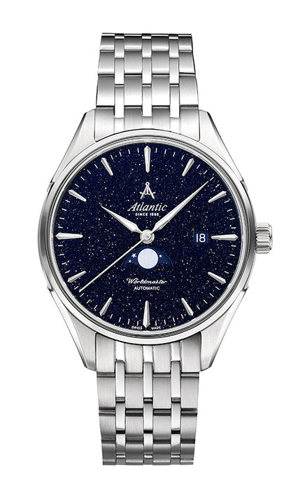 Atlantic Worldmaster Nightsky Moonphase – Blaues Aventurin-Zifferblatt | Edelstahlband (42 mm)