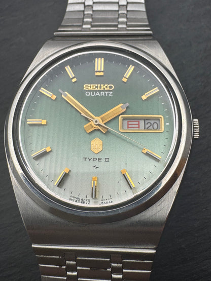 Seiko Quartz Type II – Réf. 4623-8030 – Calibre 4623, Daini Seikosha – cadran dégradé vert – janvier 1977