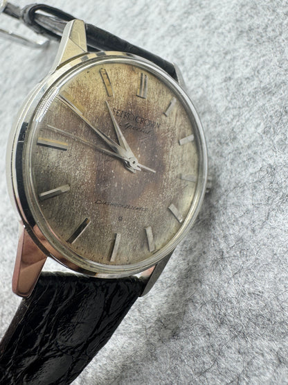 Seiko Crown Special J14100 – Cadran Tropical – Cal. 341, 23 rubis – fraîchement révisée d'une collection d'horloger japonais