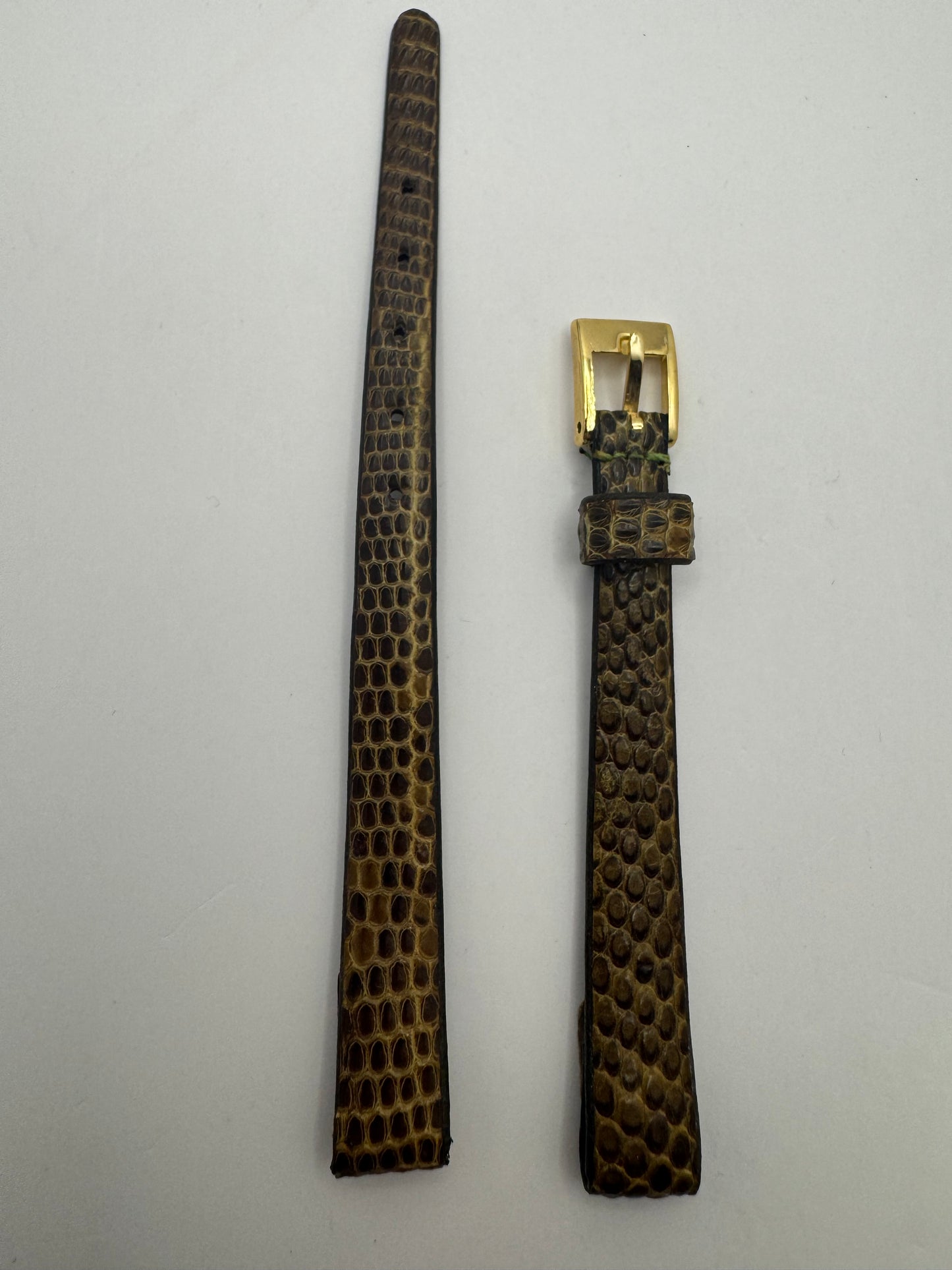 Vintage NOS Lizard Watch Strap in Honey Brown, 9 mm – also suitable for fixed spring bars (clip closure), with box (Japan)