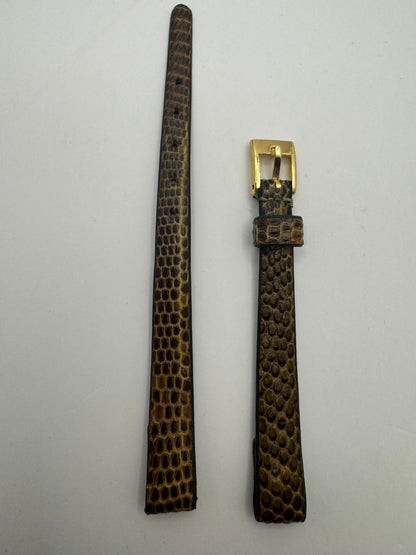 Vintage NOS Lizard Watch Strap in Honey Brown, 9 mm – also suitable for fixed spring bars (clip closure), with box (Japan)