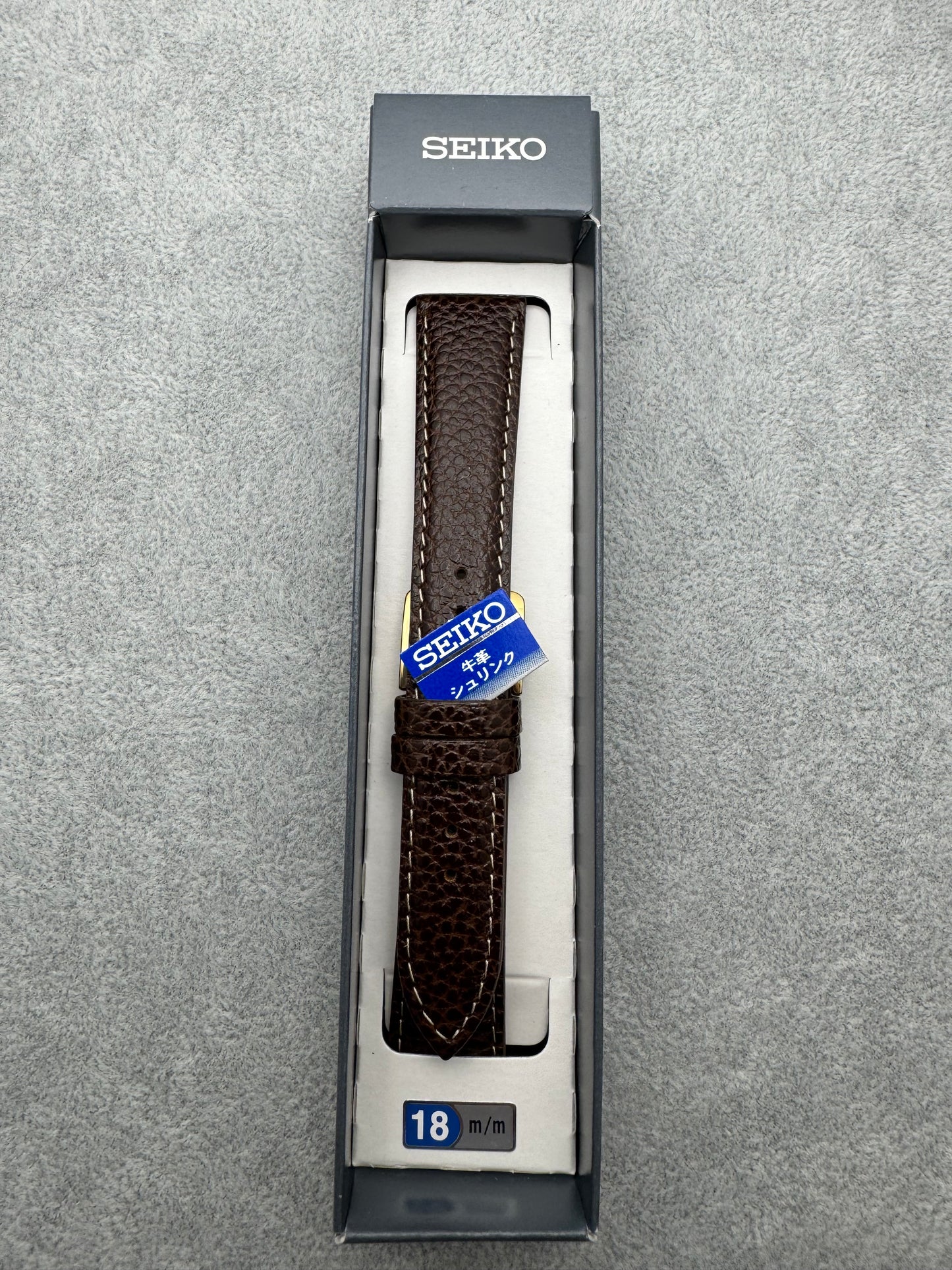 Seiko JDM Strap DAF1R 18 mm (18-15) – Shrink Leather, Dark Brown