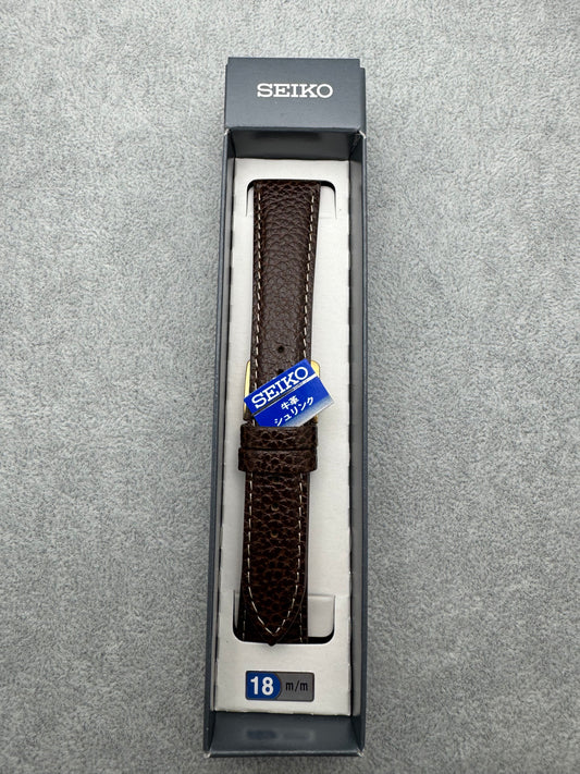 Seiko JDM Armband DAF1R 18 mm (18-15) – Schrumpfleder, dunkelbraun (JDM)