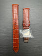 Original Seiko Armband RS05C18BN 18-16   – 18 mm, Kalbsleder mit Krokodilprägung, braun, Faltschließe (JDM)