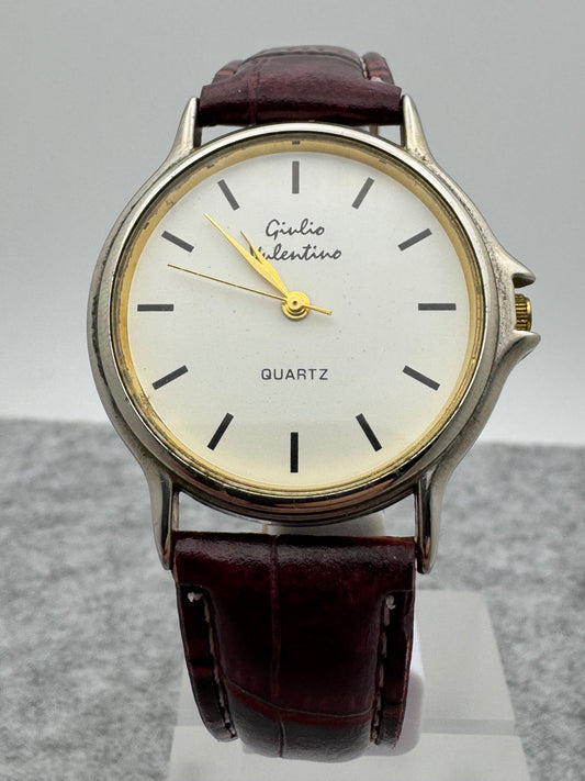 Giulio Valentino Quarz (JDM) – flache Bicolor-Dress-Watch, 34,7 mm – nur 7,2 mm hoch