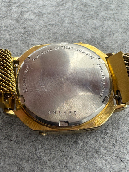 ALBA Quartz Y723-5000 – September 1989 – gold-plated digital watch with Milanese bracelet – serviced