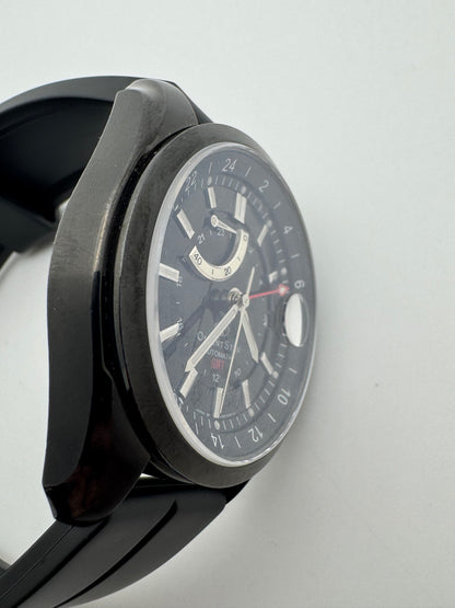 Orient Star Automatic GMT – black ion-plated, power reserve and second time zone – exhibition case back