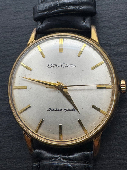 Seiko Crown « Diashock 21 Jewels » – Réf. J15003E – Calibre 560, remontage manuel – boîtier plaqué or, début des années 1960 – fraîchement révisée