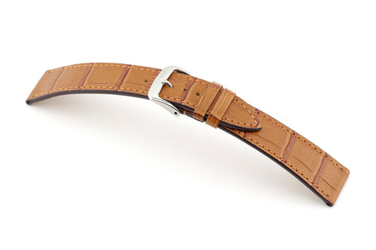 RIOS1931 Uhrenarmband mit Alligatorennarbung (Cognac) - 17mm - Länge M