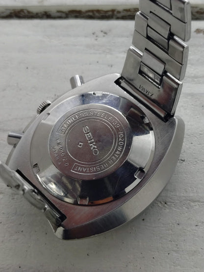 Seiko 5 Sports Speed-Timer 6139-7020 – Caliber 6139, 21 jewels, Suwa Seikosha – champagne dial, original bracelet – November 1971 – freshly serviced