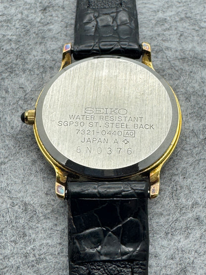 Seiko Exceline – Novembre 1986 – montre femme plaquée or avec couronne cabochon – Réf. 7321-0440