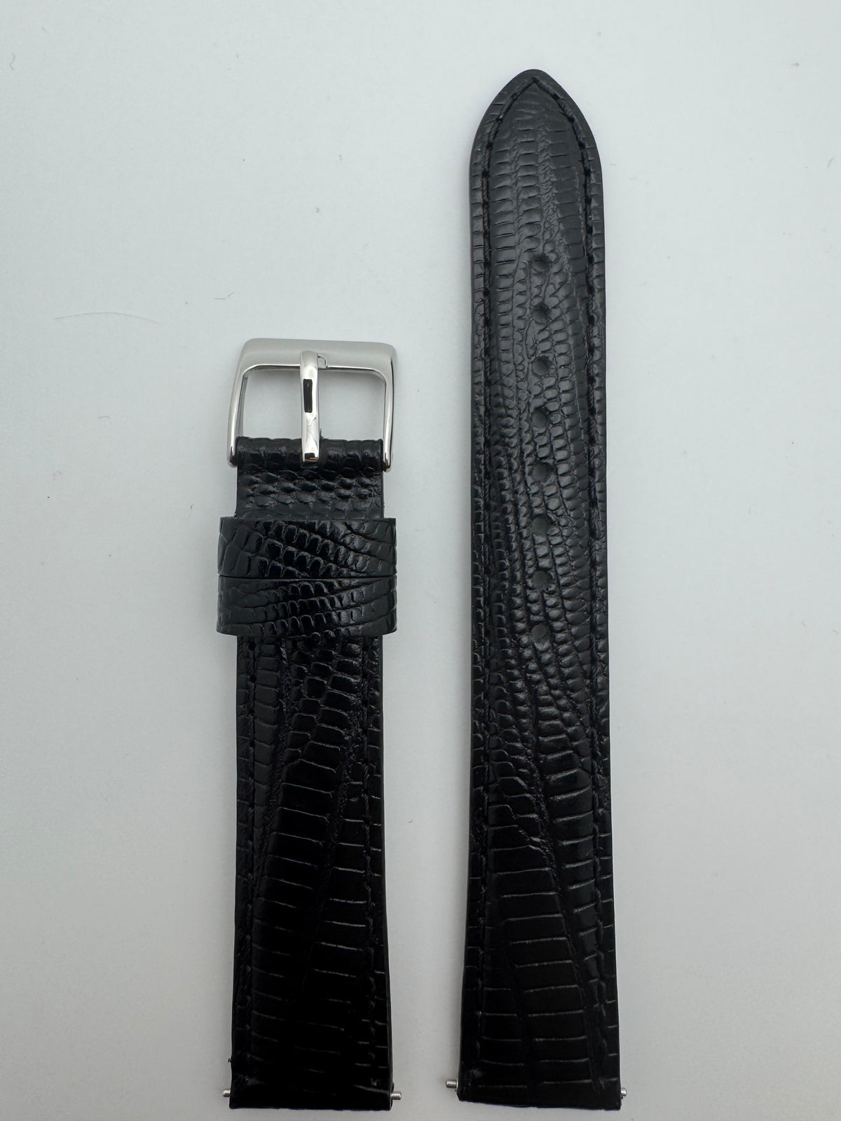 Seiko Leather Strap RS17C18BK 18-16 with Quick-Change System 18mm – Cowhide with Teju Lizard Embossing, Black (JDM)