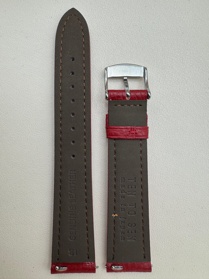 🔴 TEN TO SEN Leather Strap Red – 18 mm (Made in Japan)