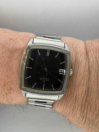 Seiko Lord Matic 5605-5000 – Graues Leinen-Zifferblatt & Original-Stahlband – 25 Jewels, Dezember 1969