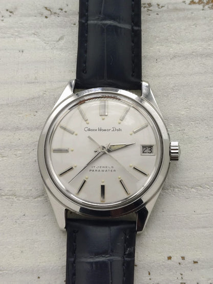 Citizen Homer Date « Parawater » – Réf. 63-1019 – Calibre Homer, 17 rubis, remontage manuel – Acier inoxydable – Mars 1969 – fraîchement révisée