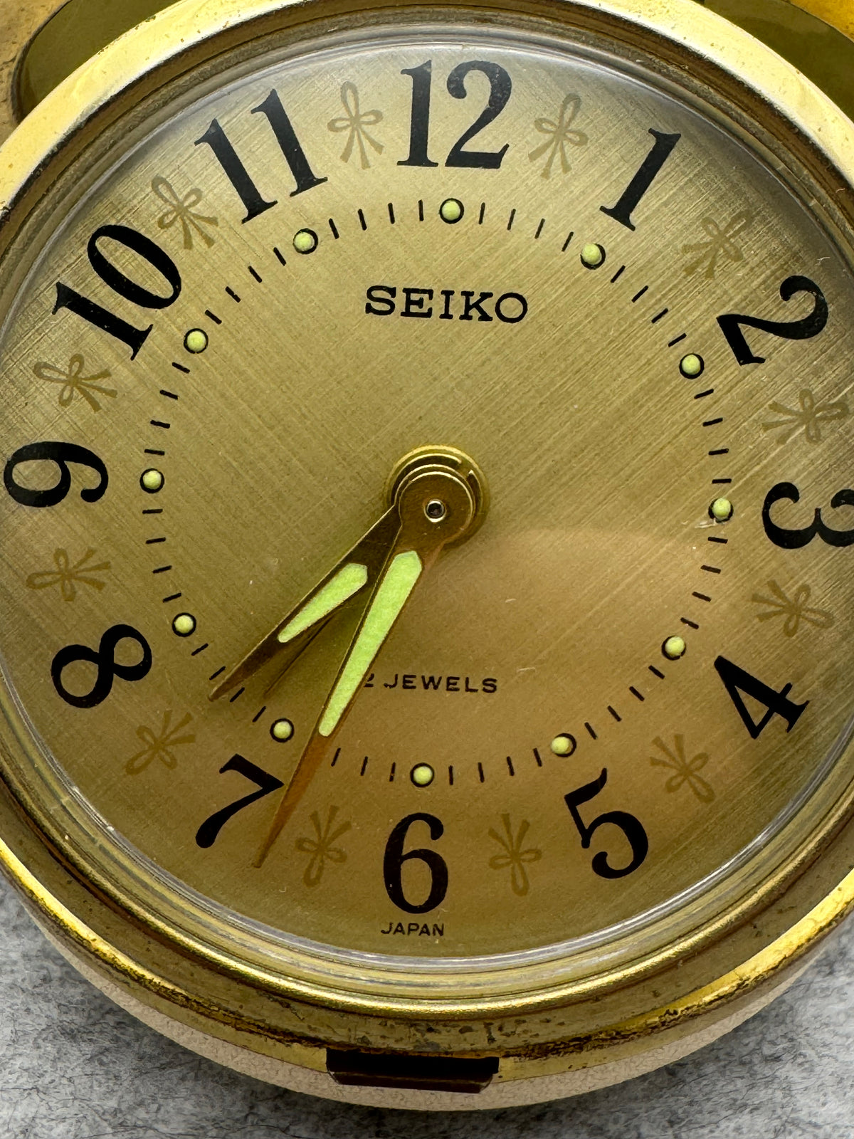Seiko Travel Alarm Clock 70s – Mechanical Hand-Wound – Foldable Case with Anniversary Imprint