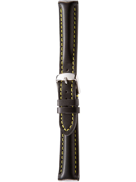 Herzog Swiss-Chrono I Lederarmband Schwarz-Gelb