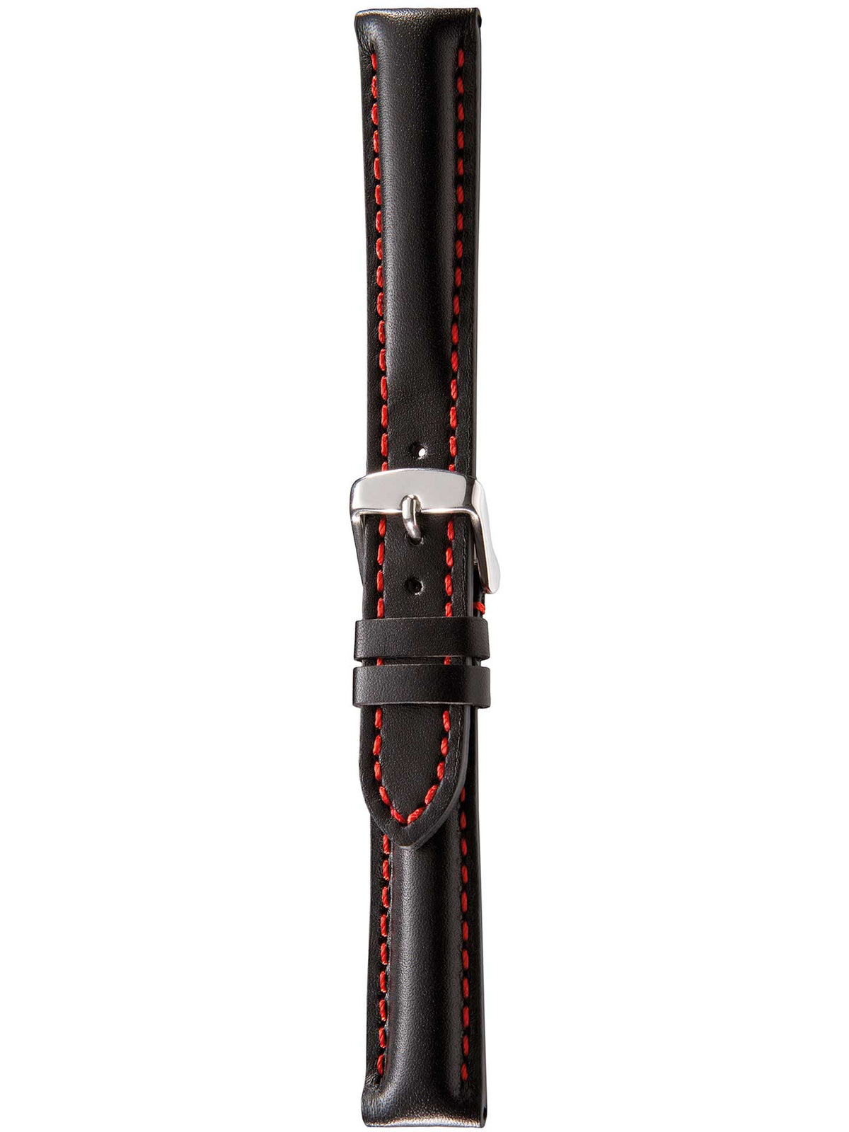 Herzog Swiss-Chrono I Lederarmband Schwarz-Rot