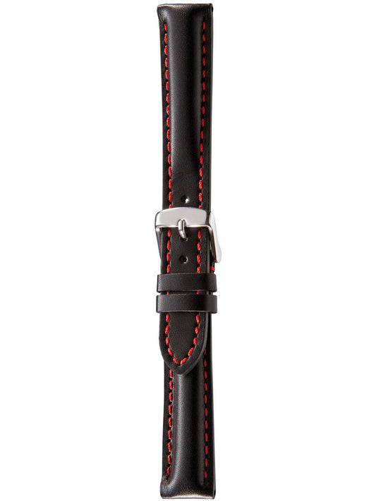 Herzog Swiss-Chrono I Lederarmband Schwarz-Rot