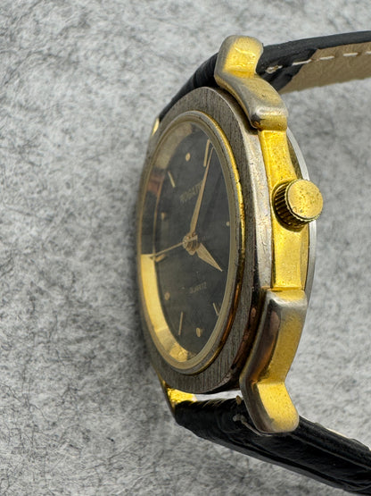 Rogatis Quartz – Two-Tone Case with Black Dial – Japanese Ladies' Watch with New Leather Strap