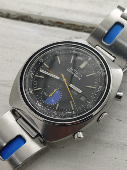 Seiko 5 Sports JDM Speed-Timer 6139-7020 – Caliber 6139, 21 jewels, Suwa Seikosha – Inner bezel, blue regatta counter – May 1971 – freshly serviced