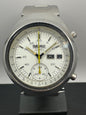 Seiko 6139 "Helmet" Automatic Chronograph – very rare white variant with yellow indices – fully serviced (2026) – original Seiko steel bracelet – non-model-correct case back