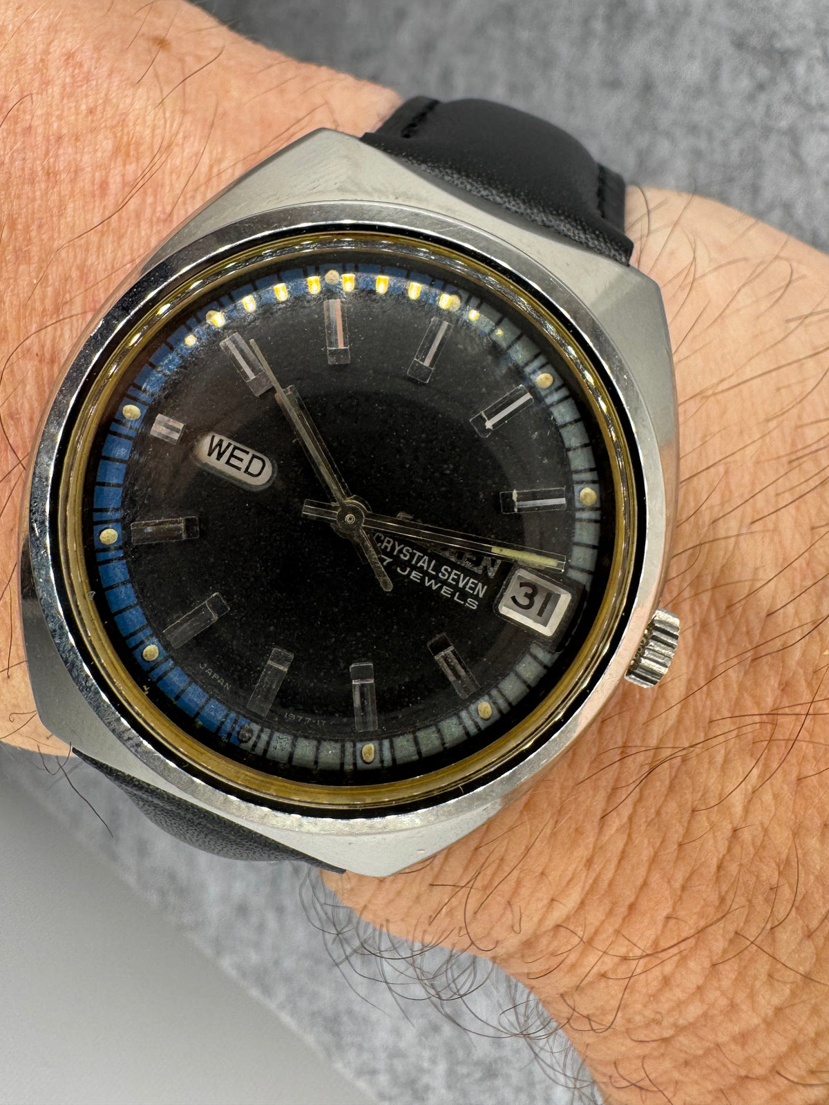 Citizen Crystal Seven Automatic 27 Jewels (ACSS 2932 Y) – Parawater – Tag/Datum – Mai 1968, in frisch in Japan revidiert