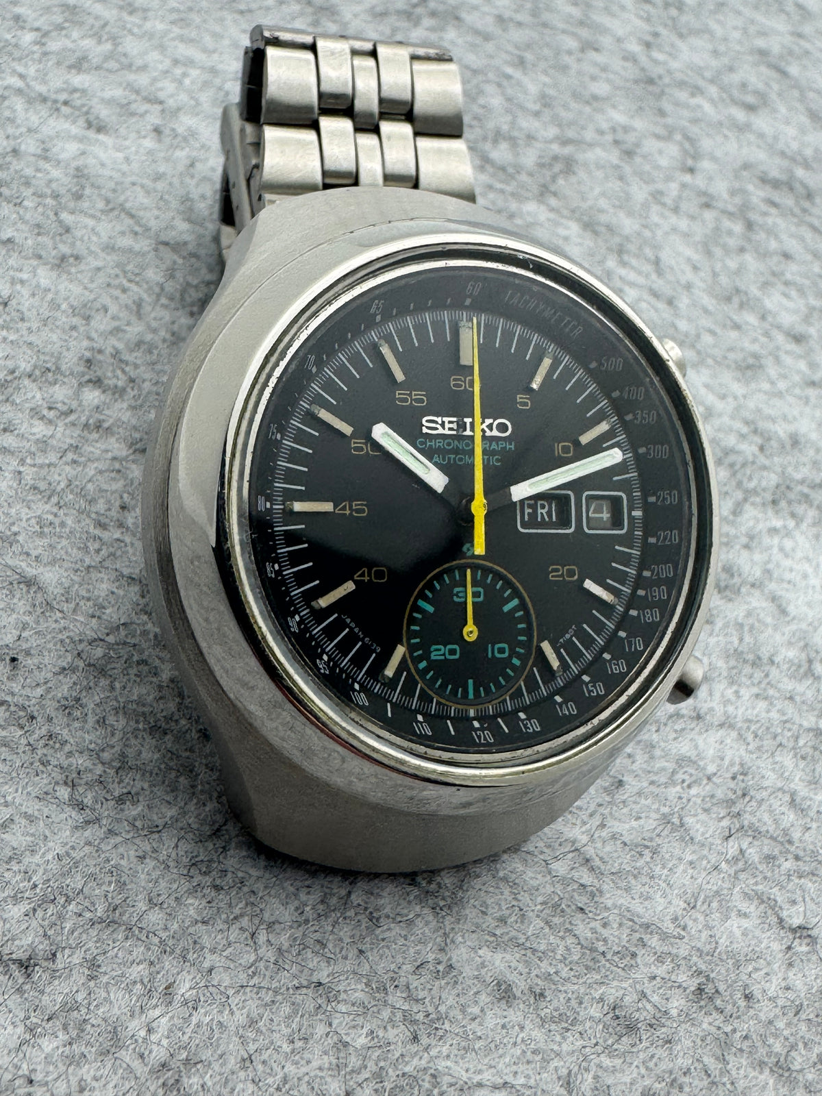 Seiko Automatic Chronograph - Cal. 6139 - Black Dial - Arabic/English Day-Date - Vintage 1970s