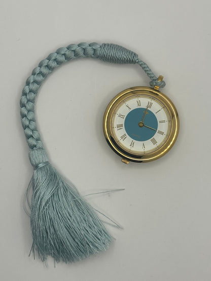 Vintage Pendant Watch · Quartz · Gold-tone with blue Hō-ō enamel back and silk cord · Japan, circa 1970s/80s