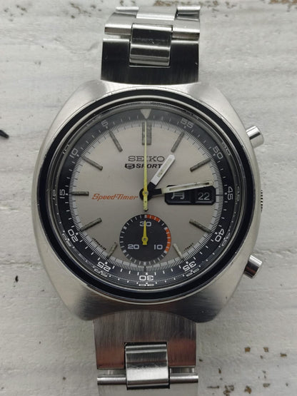 Seiko 5 Sports Speed-Timer 6139-7020 – Caliber 6139, 21 jewels, Suwa Seikosha – champagne dial, original bracelet – November 1971 – freshly serviced