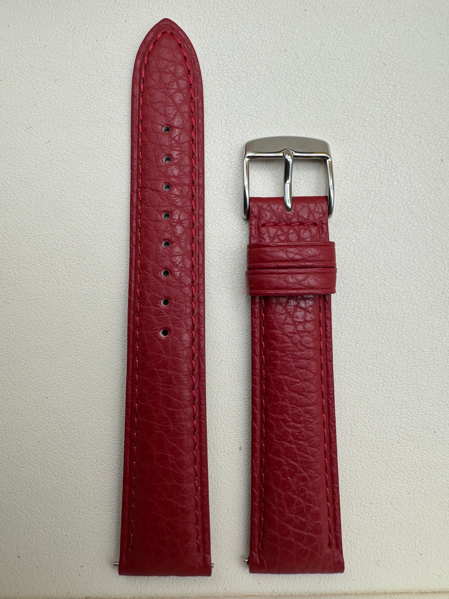 🔴 TEN TO SEN Leather Strap Red – 18 mm (Made in Japan)
