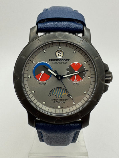 Ricoh Elemex „Commander" Multifunktion (1991) – Vintage Sport-Tool-Watch mit Tide-Indikator, Sonnen-Phasenanzeige und 20-BAR-Wasserdichtigkeit – Ref. 872001