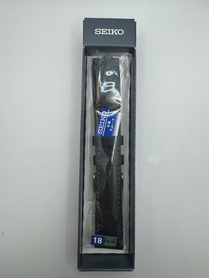 Original Seiko Lederarmband RS07S18BK – 18 mm – Schwarz – Kontrastnaht (JDM)