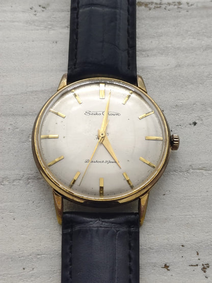 Seiko Crown « Diashock 21 Jewels » – Réf. J15003E – Calibre 560, remontage manuel – boîtier plaqué or, début des années 1960 – fraîchement révisée