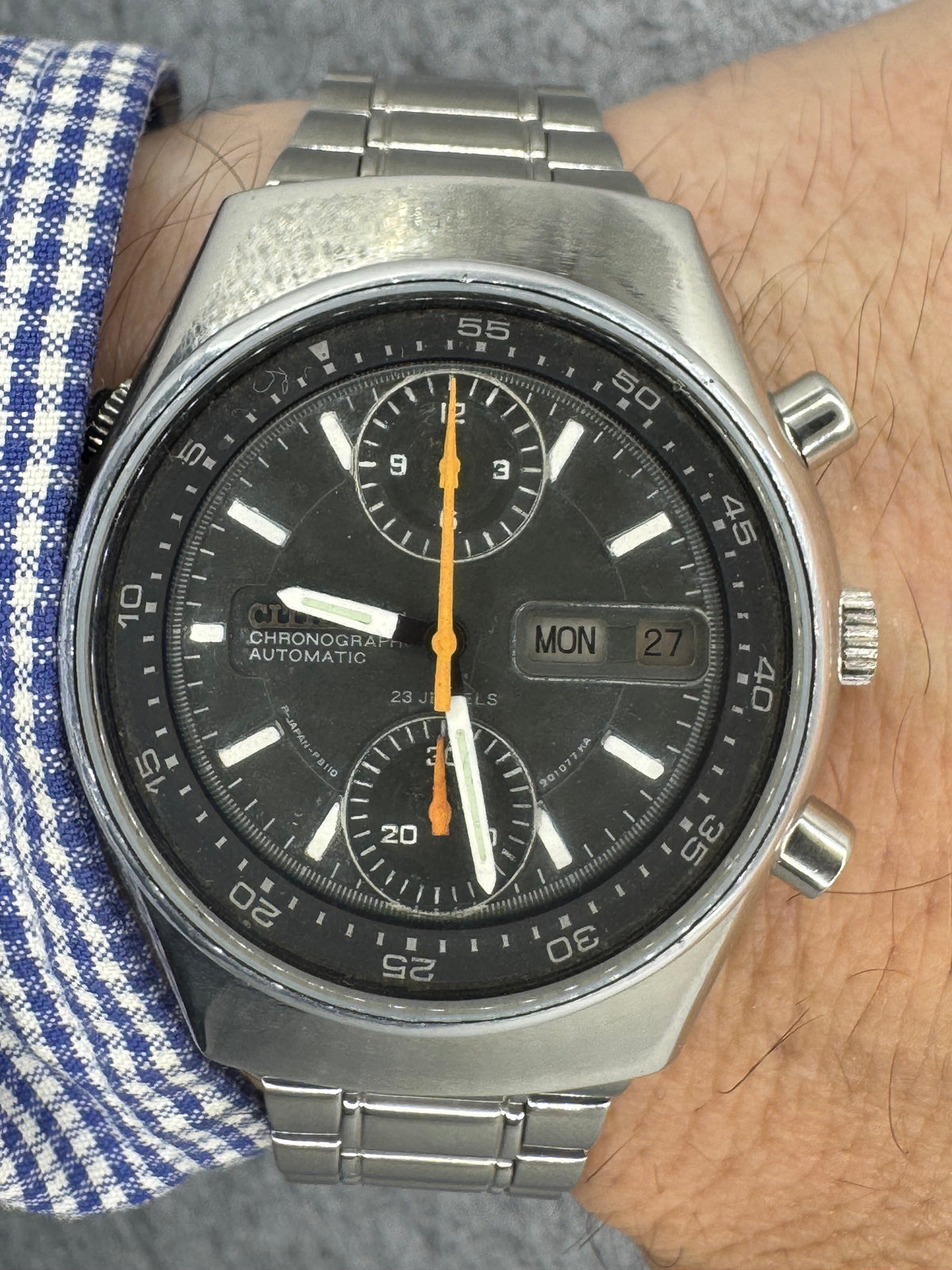 Citizen Chronograph Automatic – Caliber 8110 – Day/Date, Inner Rotating Bezel – October 1970 - Original Steel Bracelet