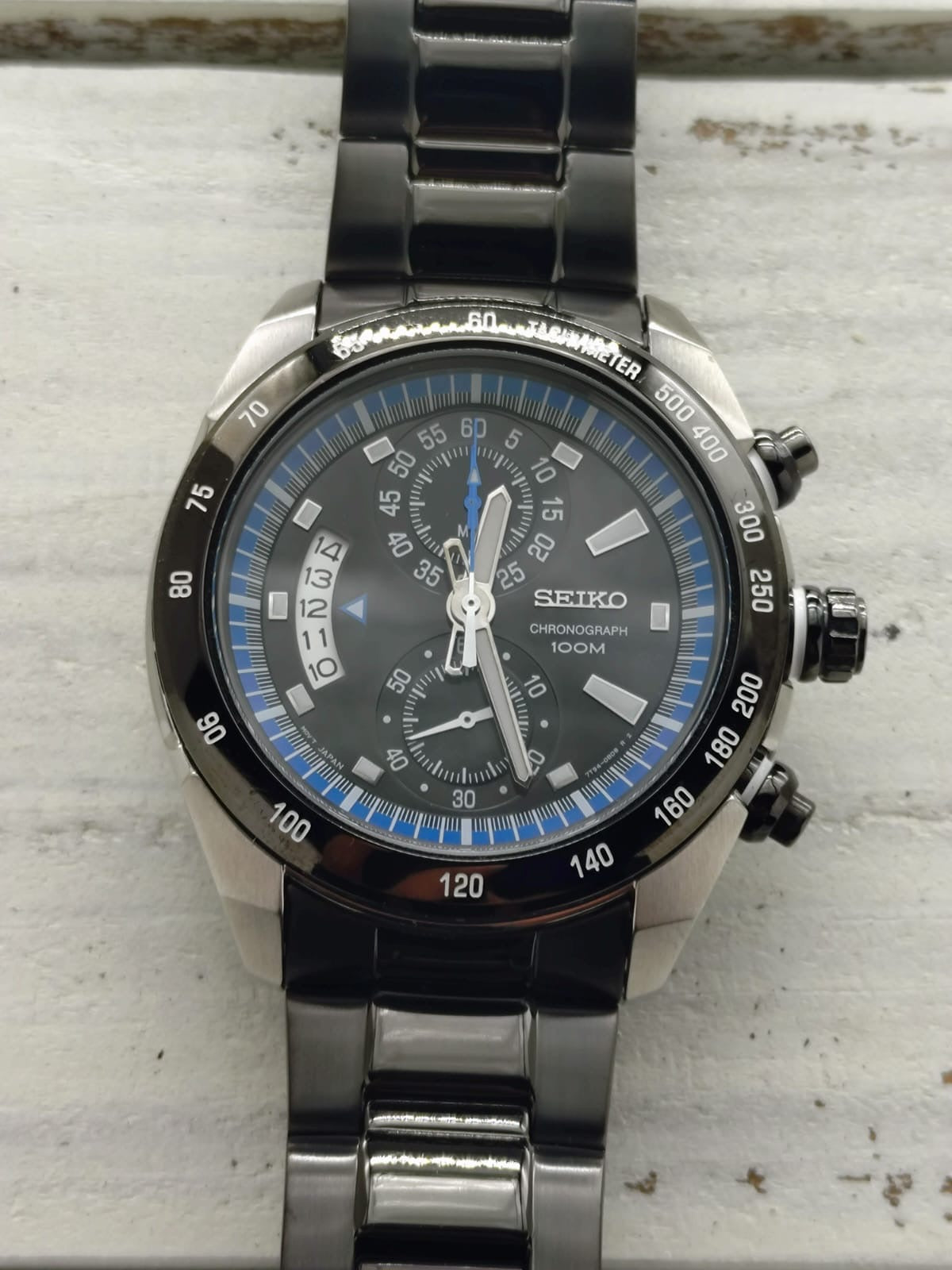 Seiko Chronograph 7T94-0AY0 – Quarz, Tachymeter, 100 m – 43,5 mm – März 2008
