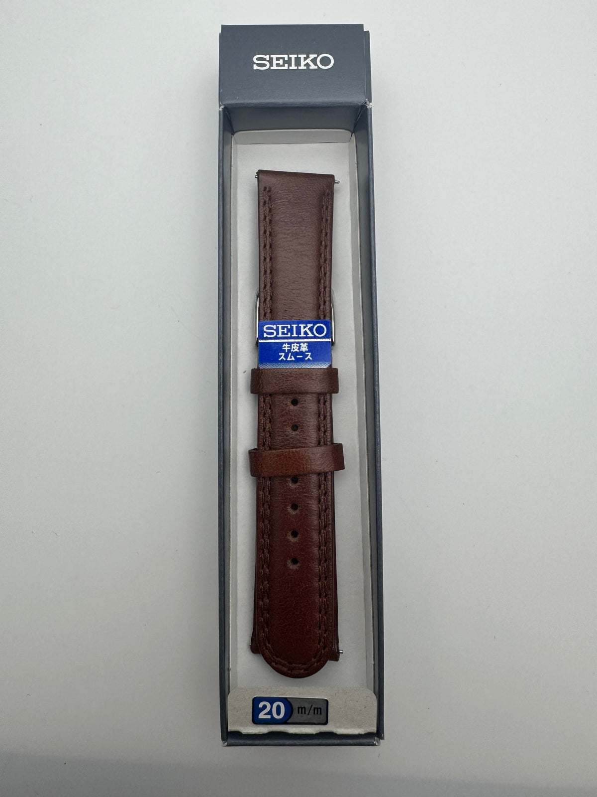 Seiko Lederarmband RS15C20BN 20-18 mit Schnellwechselsystem 20 mm – glattes Rindleder, braun (JDM)