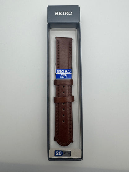 Seiko Lederarmband RS15C20BN 20-18 mit Schnellwechselsystem 20 mm – glattes Rindleder, braun (JDM)