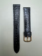 Original Seiko Lederarmband DE72 – 17 mm Schwarz in Krokodilprägung mit goldfarbener Dornschließe (JDM)