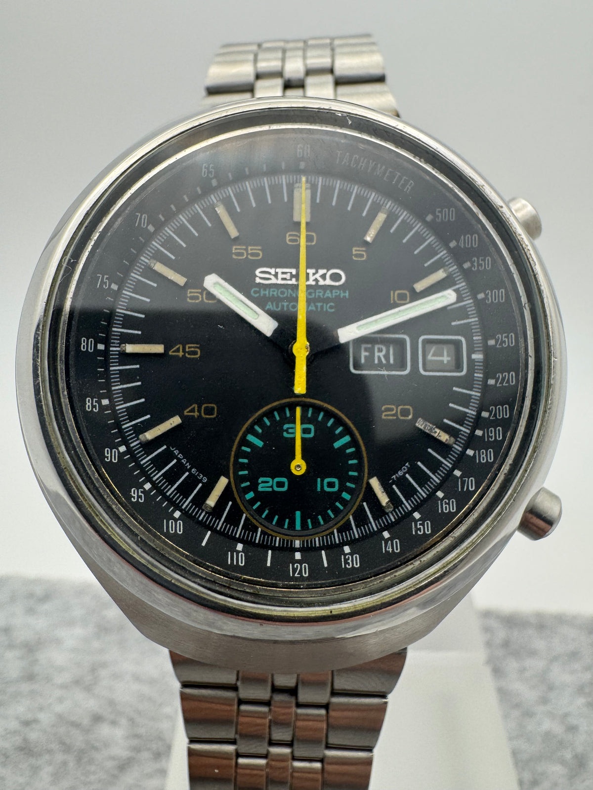 Seiko Automatic Chronograph - Cal. 6139 - Black Dial - Arabic/English Day-Date - Vintage 1970s