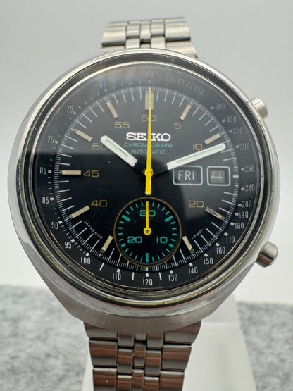 Seiko Automatic Chronograph - Cal. 6139 - Black Dial - Arabic/English Day-Date - Vintage 1970s