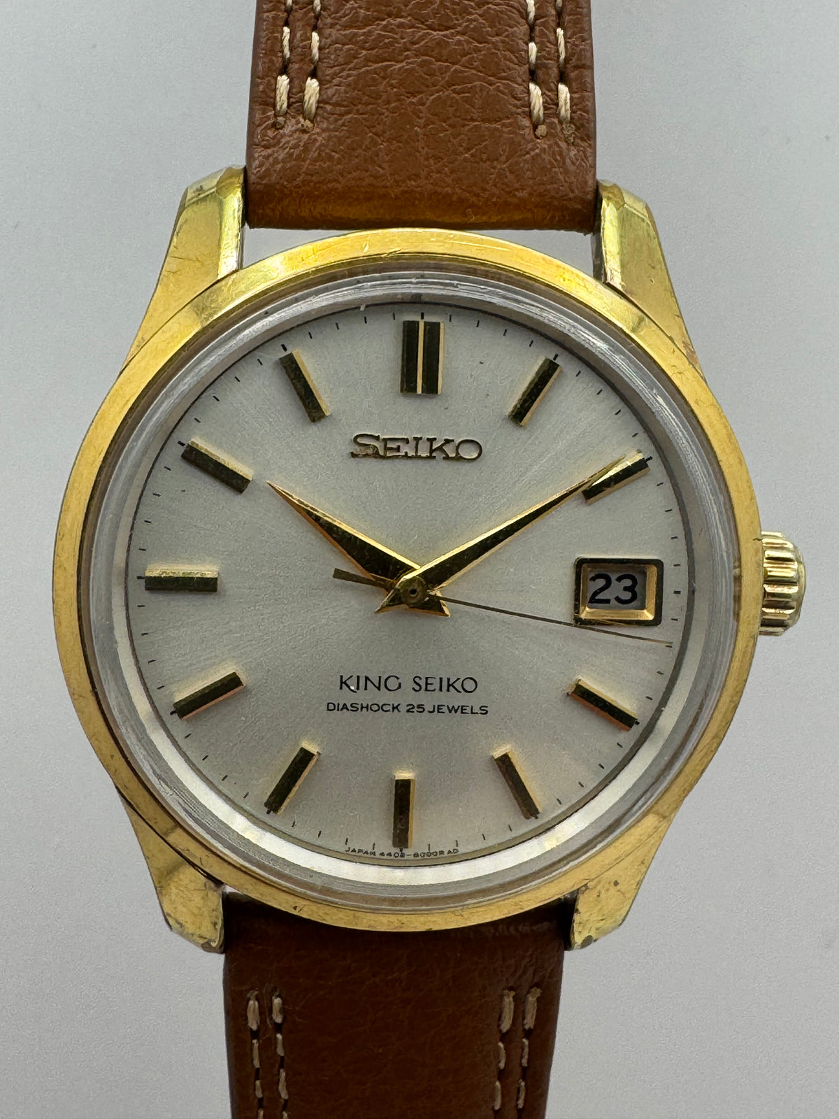 King Seiko 44KS – Ref. 4402-8000 – Caliber 4402A, manual wind with hacking seconds, Daini Seikosha – medallion case back – September 1966 – freshly serviced