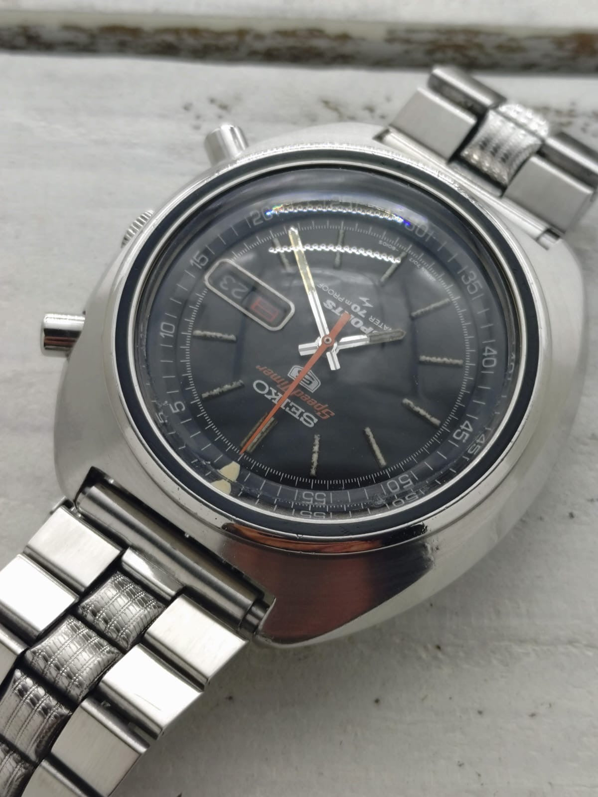 Seiko 5 Sports JDM Speed-Timer 7017-6010 – Caliber 7017, flyback chronograph with inner bezel, Daini Seikosha – February 1971 – freshly serviced