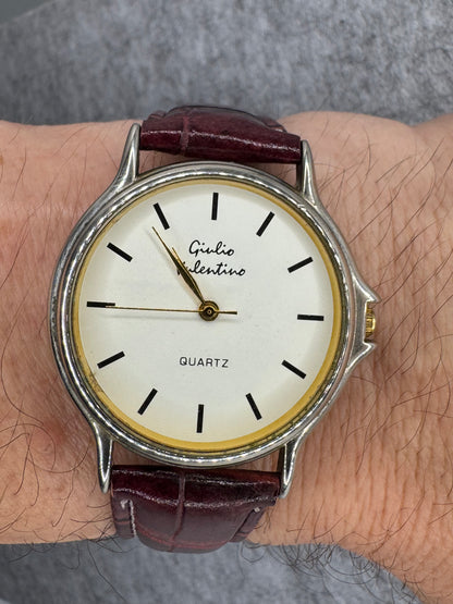 Giulio Valentino Quartz (JDM) – Flat Two-Tone Dress Watch, 34.7 mm – Only 7.2 mm High
