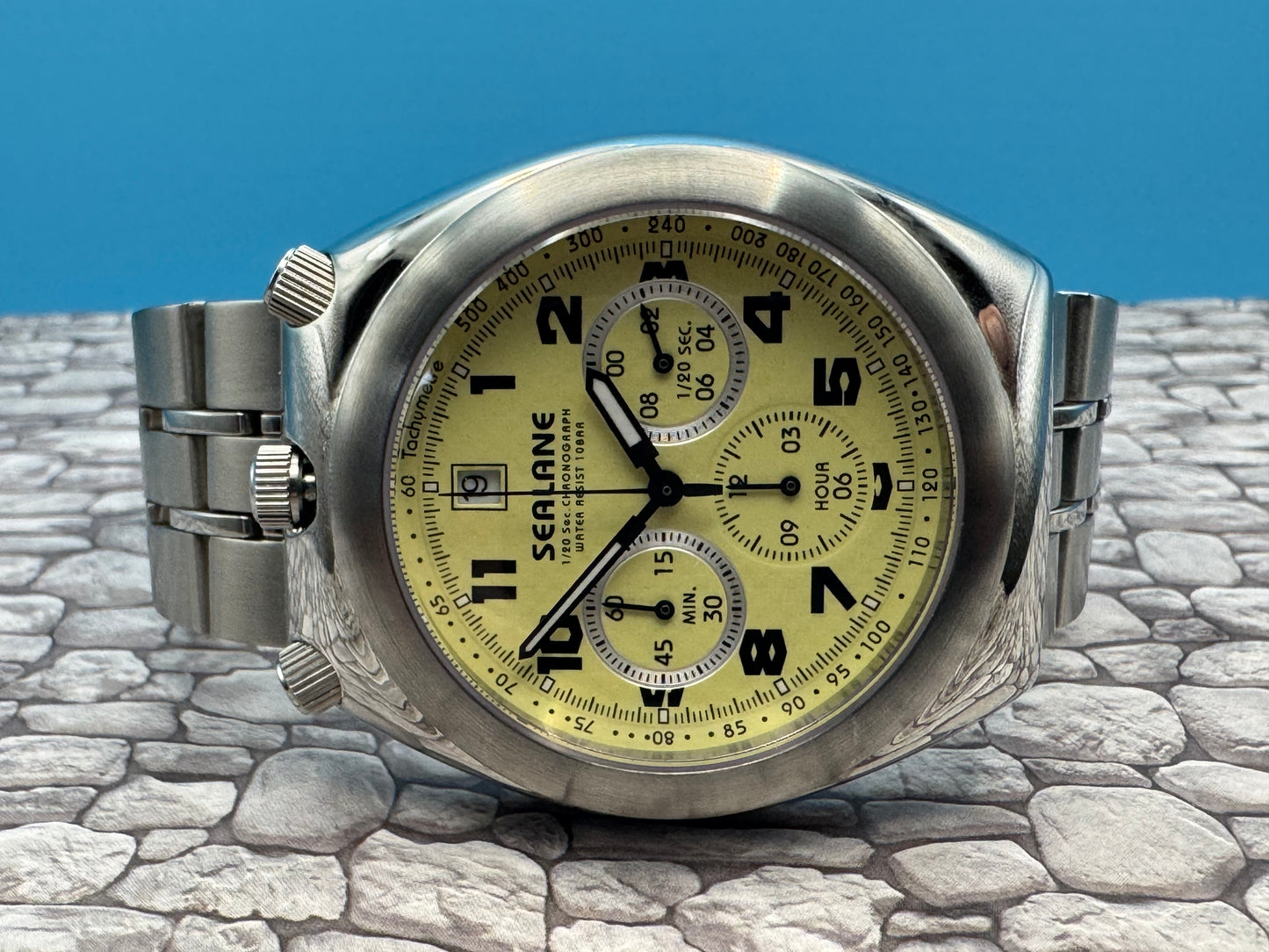 Sealane SE08-IA 1/20 Sec Chronograph Yellow Dial (Japan, Sun Flame Co., Ltd.)