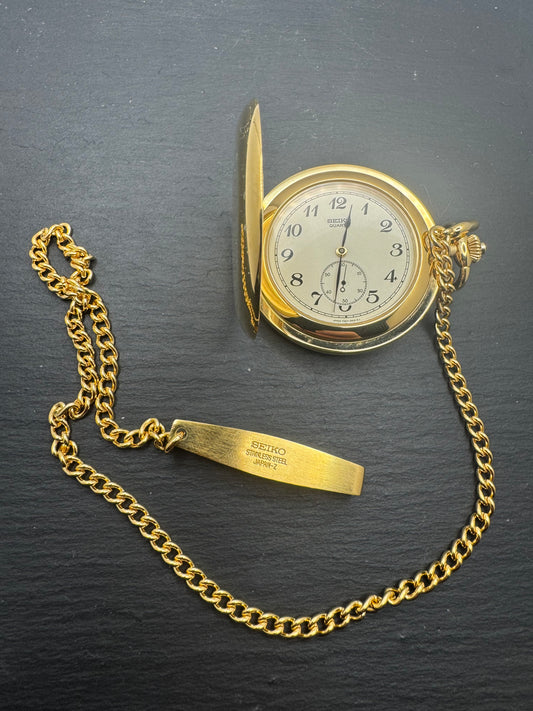 Seiko Taschenuhr als Geschenk des japanischen Premierministers, April 1996, Full Set mit Urushi-Etui
