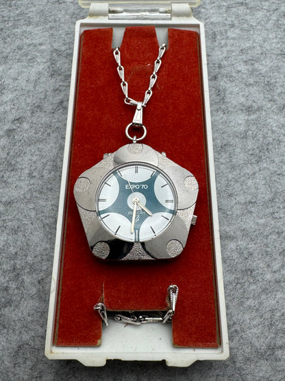 Ricoh Expo '70 Pendant Watch – Cherry Blossom Case, Blue Dial – Unworn with Original Box
